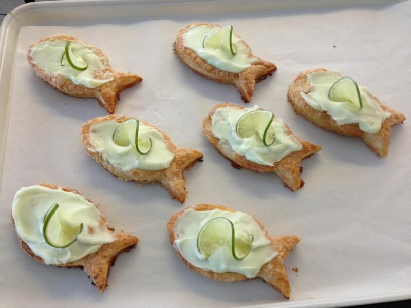 Keylime pie cookies in the shape of a fish